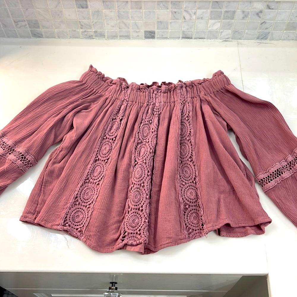 Burgundy long sleeve top